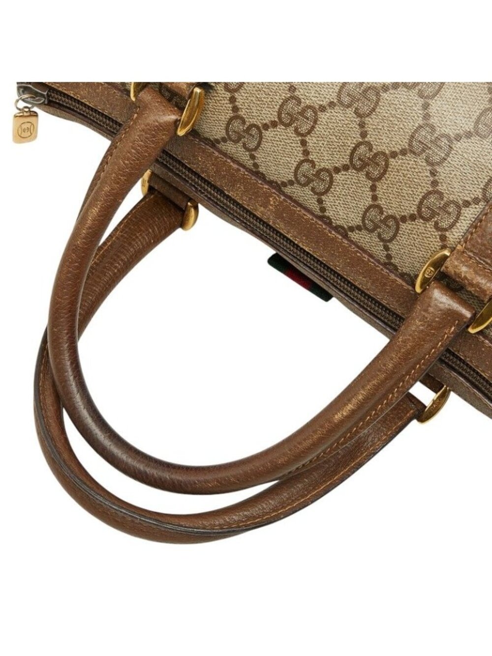 Gucci Vintage Sherry Line GG Supreme Mini Boston Bag Beige Leather - Picture 8 of 10